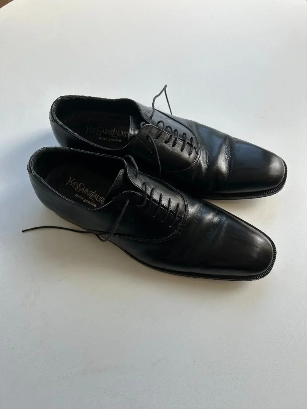Yves Saint Laurent YSL Vintage Black Leather Lace Up Oxford Derby Dress Shoes